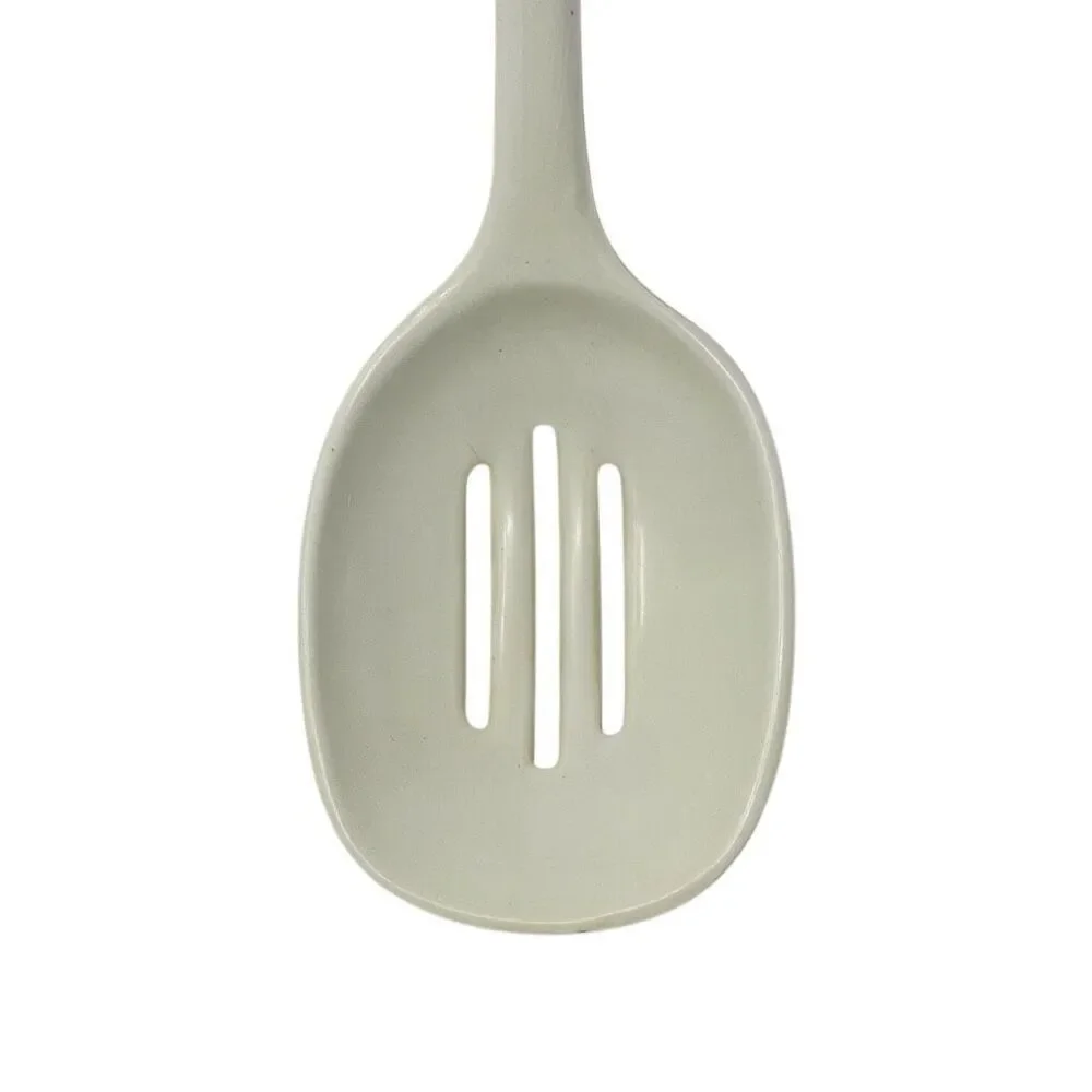 Melamine Ware White Slotted Spoon Vintage Kitchen Utensil Made In Taiwan Used